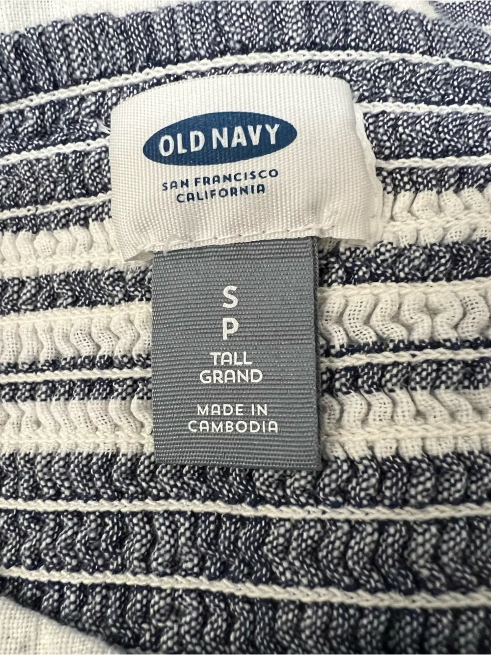 Old Navy Navy and White Striped Mini Sundress size S tall EUC